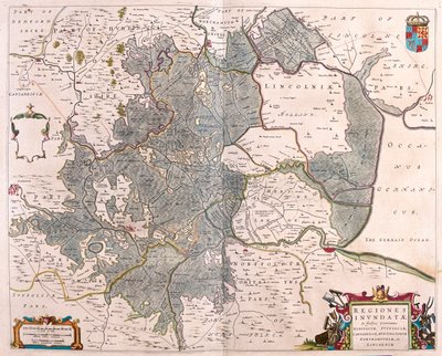zalane obszary" w Norfolk, Suffolk, Huntington, Northampton, Cambridge i Lincoln, w "Theatrum Orbis Terrarum, sive Atlas Novus" Willema Blaeu, Amsterdam. autorstwa Willem Blaeu