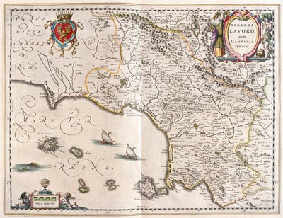 region Kampanii, Włochy, w "Theatrum Orbis Terrarum, sive Atlas Novus" Willema Blaeu, Amsterdam autorstwa Willem Blaeu