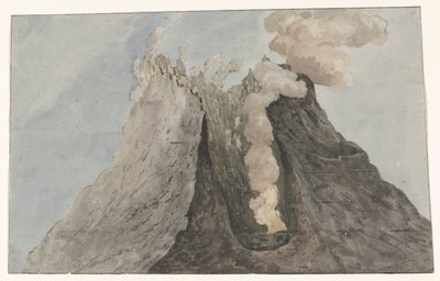 Binnenzijde van krater Etna Widok wnętrza krateru Etna (tytuł na obiekcie) Podróże po Włoszech, Sycylii i Malcie - 1778 (tytuł serii) autorstwa Willem Carel Dierkens