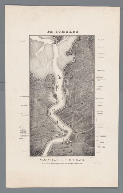 Spacer po Skaldzie od Fort Bath do Antwerpii, 1832 r Skalda od Antwerpii do Bath (tytuł na obiekcie) autorstwa Willem Charles Magnenat