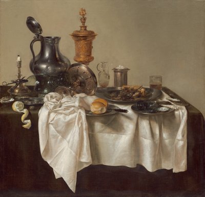 Kawałek bankietowy z ciastem mince, 1635. autorstwa Willem Claesz. Heda