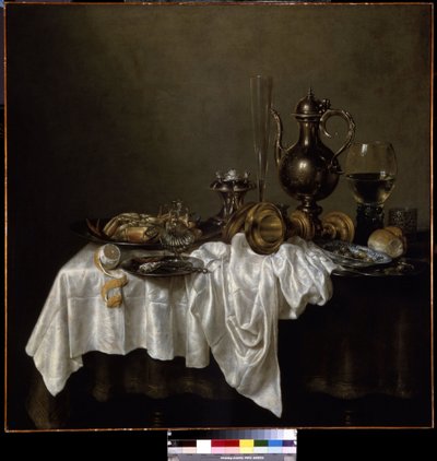 Śniadanie z homarem. (Śniadanie z homarem). Martwa natura. Obraz Willema Claesza Hedy (1594-1680) autorstwa Willem Claesz. Heda