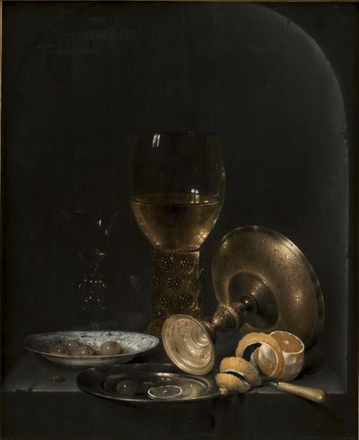 Martwa natura. Kawałek śniadaniowy w kamiennej niszy autorstwa Willem Claesz. Heda