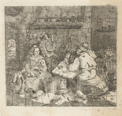 Mężczyźni grają w karty i piją w kuchni autorstwa Willem Cornelis van Dijk