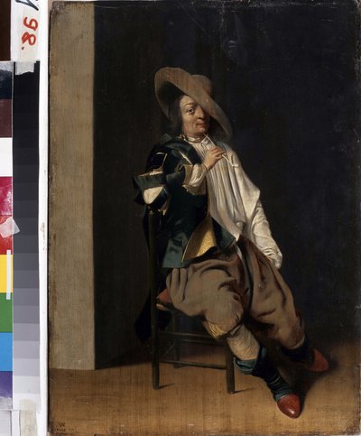 Palenie. (Palacz). Portret mężczyzny z fajką. Obraz Willema Cornelisza Duystera (1599-1635). Olej na drewnie. Holenderska sztuka w stylu barokowym. Charkowskie Muzeum Narodowe Ukraina autorstwa Willem Cornelisz Duyster