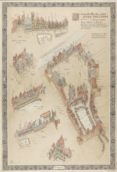 Mapa Starej Holandii, 1895 De vermaerde Marckt ende Graft / Oudt-Hollandt name / with all syn Straten / Huysen (...) wykonany na cześć wszystkich Miłośników Dawnej Sztuki (...). (tytuł na obiekcie) autorstwa Willem Corneliszoon