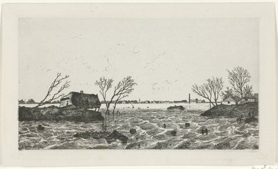 Przerwa na grobli w Dreumel, 1855 autorstwa Willem Gruyter jr.