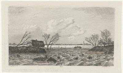 Przerwa na grobli w Dreumel, 1855 autorstwa Willem Gruyter jr.