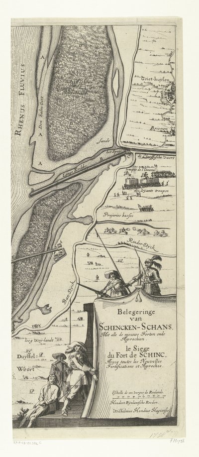 Beleg van Schenckenschans (prawa strona), 1635 Oblężenie Schencken-Schans ze wszystkimi nowymi fortami i podejściami autorstwa Willem Hondius