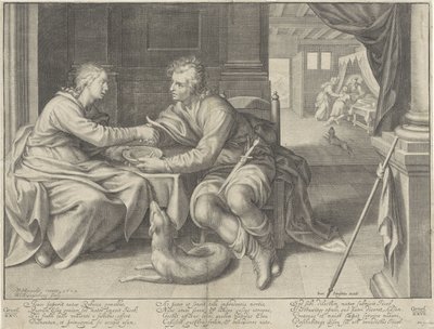 Ezaw sprzedaje swoje pierworodztwo Jakubowi autorstwa Willem Isaacsz. van Swanenburg