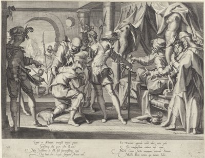 Hrabia Wilhelm III z Holandii nakazuje ścięcie swojego komornika Thronus Justitiae (tytuł serii) autorstwa Willem Isaacsz. van Swanenburg