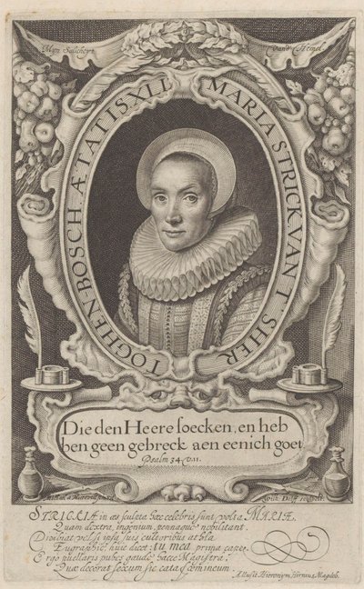 Portret Marii Strick w wieku 41 Skarb często przykład i pokaz różnych pism (...) (tytuł serii) autorstwa Willem Jacobsz Delff