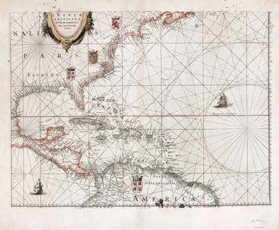Insvlæ Americanæ in Oceano Septentrionali cum terris adjacentibus. LOC 2003630536 autorstwa Willem Janszoon Blaeu