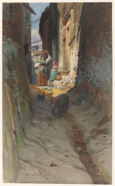 Widok małej ulicy w Rocca di Papa autorstwa Willem Johann Martens
