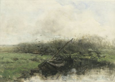 Łódź wiosłowa w rowie autorstwa Willem Maris