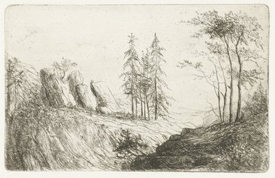 Górski krajobraz z drzewami autorstwa Willem Matthias Jan van Dielen