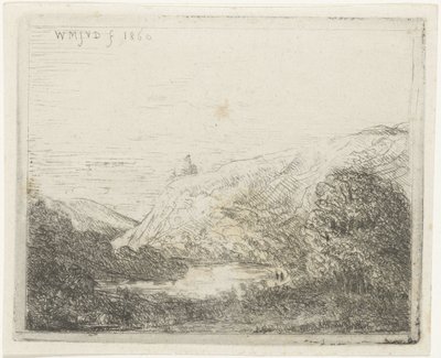 Górski krajobraz z rzeką autorstwa Willem Matthias Jan van Dielen