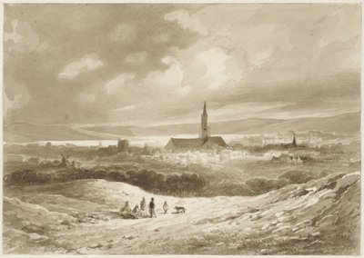 Widok ze wzgórz miasta nad jeziorem autorstwa Willem Pieter Hoevenaar