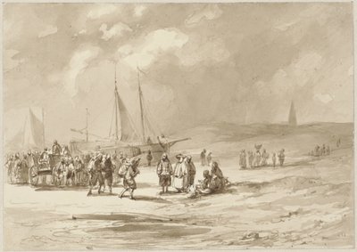 Plaża z rybakami autorstwa Willem Pieter Hoevenaar