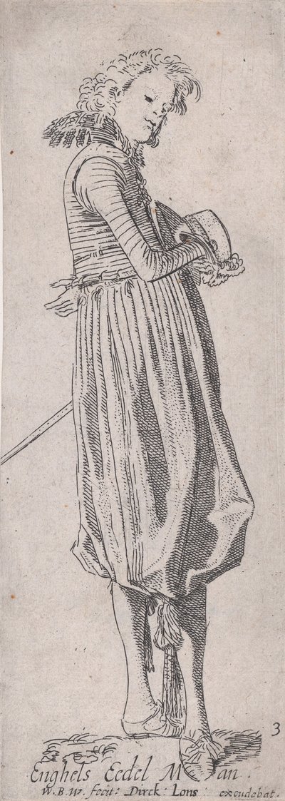 Szlachcic angielski, szlachta różnych krajów, tabl. 3, ca. 1615. autorstwa Willem Pietersz. Buytewech
