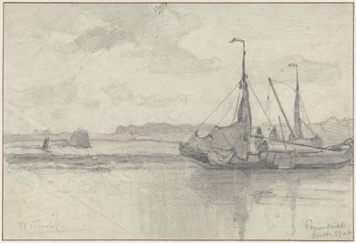 Łodzie rybackie w krajobrazie w Papendrecht autorstwa Willem Roelofs (I)