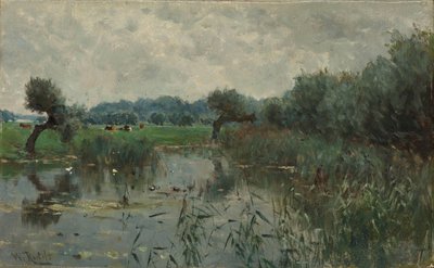 Łąki wodne nad rzeką IJssel autorstwa Willem Roelofs (I)