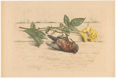 Martwy dzwoń leżący obok róży autorstwa Willem Roelofs (II) (signed by artist)