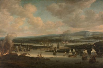 Spalenie angielskiej floty w pobliżu Chatham autorstwa Willem Schellinks