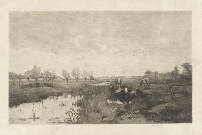 Krajobraz polderowy z krowami autorstwa Willem Steelink (II)