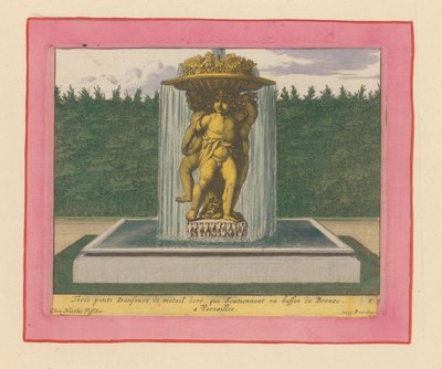 Brunnen mit einer Statue von drei tanzenden Putti, die eine Schale über ihren Köpfen tragen autorstwa Willem Swidde