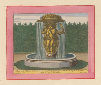 Brunnen mit einer Statue von drei Musikern, die eine Schale über ihren Köpfen tragen autorstwa Willem Swidde