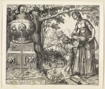 Hagar daje do picia Ismaela Historia Hagar i Ismaela (tytuł serii) autorstwa Willem Thibaut
