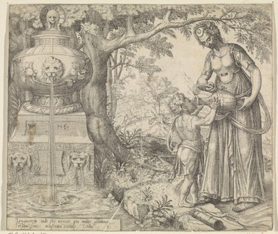 Hagar daje do picia Ismaela Historia Hagar i Ismaela (tytuł serii) autorstwa Willem Thibaut