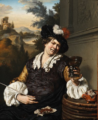 Sitzender Mann mit Berkemeier und Pfeife autorstwa Willem Van Mieris