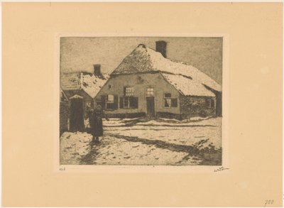 Ośnieżone domy na drodze w Ede autorstwa Willem Witsen (signed by artist)