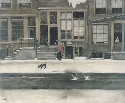 Kromboomsloot w Amsterdamie autorstwa Willem Witsen (signed by artist)