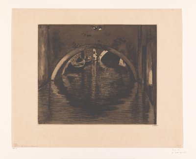 Widok pod mostem z dwiema łodziami wiosłowymi Pod mostem, Wenecja (tytuł oryginalny) autorstwa Willem Witsen (signed by artist)