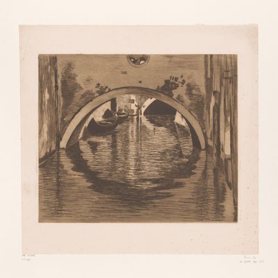 Widok pod mostem z dwiema łodziami wiosłowymi Pod mostem, Wenecja (tytuł oryginalny) autorstwa Willem Witsen (signed by artist)