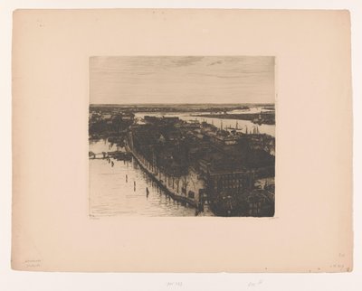 Widok na Dordrecht z wieży Grote Kerk Port, Dordrecht (tytuł oryginalny) Dordrecht I (tytuł oryginalny) autorstwa Willem Witsen (signed by artist)