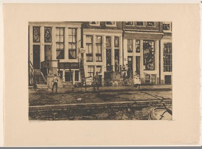 Widok domów na Oude Waal w Amsterdamie Amsterdam Oude Waal (tytuł na obiekcie) autorstwa Willem Witsen (signed by artist)