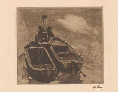 Holownik z dwiema barkami autorstwa Willem Witsen (signed by artist)