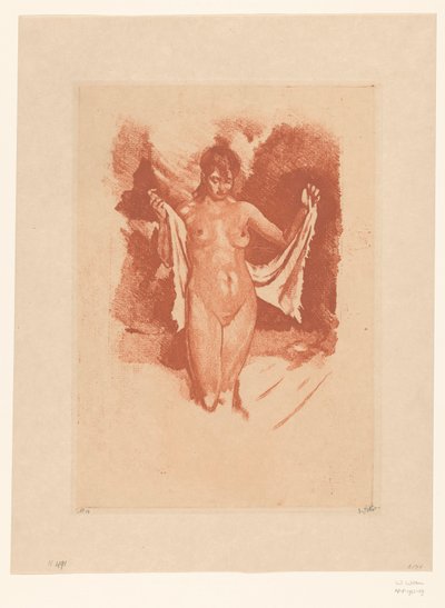 Stojąca naga kobieta susząca się autorstwa Willem Witsen (signed by artist)