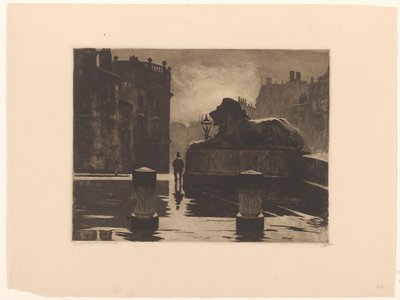 Trafalgar Square z Brązowym Lwem w Londynie autorstwa Willem Witsen (signed by artist)
