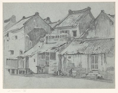 Tylne fasady domów nad rzeką w Batavia autorstwa Willem Arnoldus Witsen