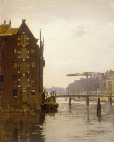 Bodenspeicher in einer Amsterdamer Gracht (Magazyny na kanale amsterdamskim na Uilenburgu) autorstwa Willem Arnoldus Witsen