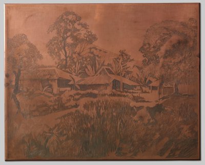 Buitenzorg, domy kampong, Salak i Cedeh po prawej w tle autorstwa Willem Arnoldus Witsen