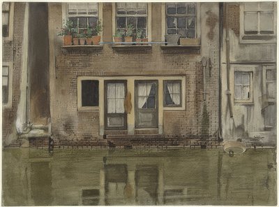 Haus an einer Gracht w Amsterdamie (Domy nad kanałem w Amsterdamie) autorstwa Willem Arnoldus Witsen