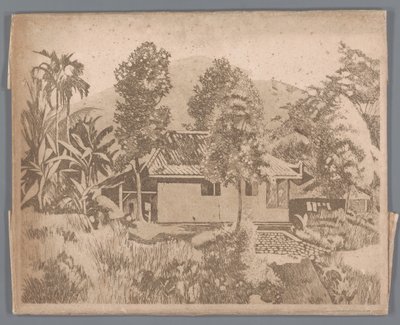 Dom z wulkanem Salak(?) w tle, Buitenzorg autorstwa Willem Arnoldus Witsen