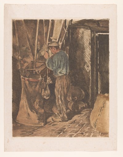 Miller z workiem mąki Miller, zamknięte drzwi (tytuł oryginalny) autorstwa Willem Arnoldus Witsen