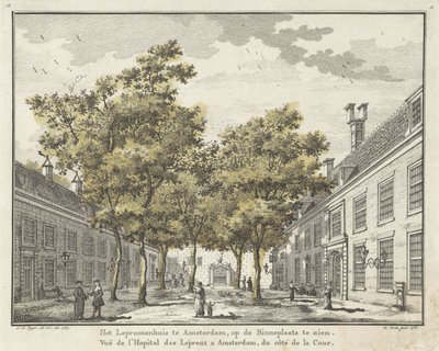 Widok na dziedziniec Leprozenhuis w Amsterdamie autorstwa Willem Writs
